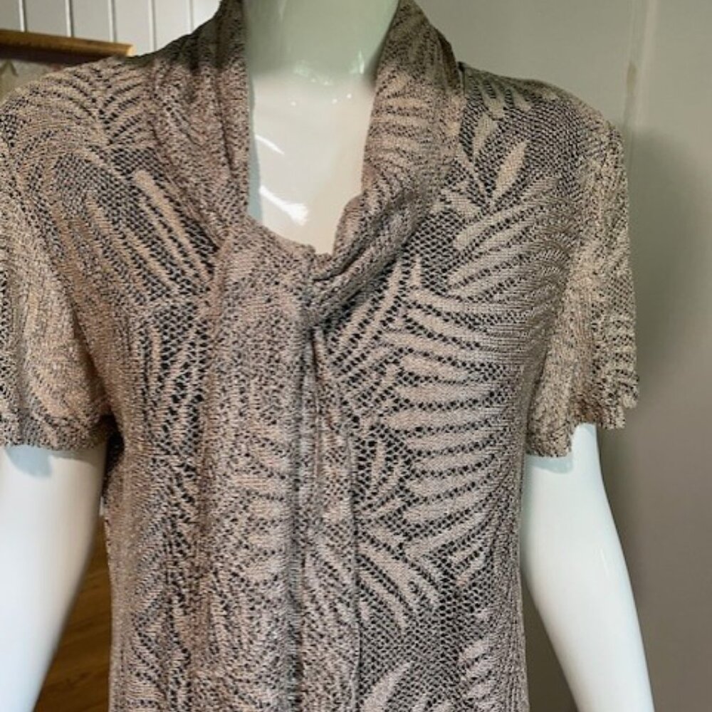 Beige and Black Fringed Cocktail Dress - Picture 2 of 7